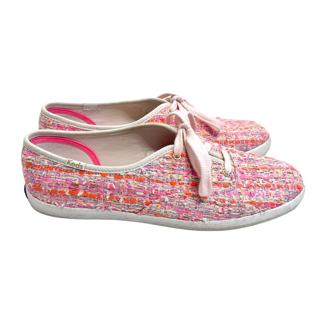 KEDS x Oh Joy! | Champion Woven Tweed Lace Up Sneaker Neon Pink Size 8.5